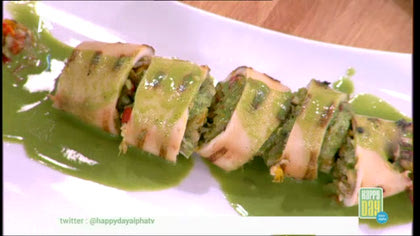 Καλαμάρι γεμιστό με πλιγούρι και λαχανικά