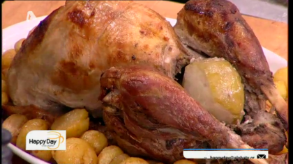 Γαλοπούλα γεμιστή με κάστανα και πράσινα μήλα