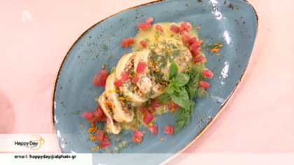 Ο Ζαν Λουί Καψαλάς μας φτιάχνει καλαμάρι γεμιστό με πλιγούρι λαχανικά και σάλτσα μουστάρδας