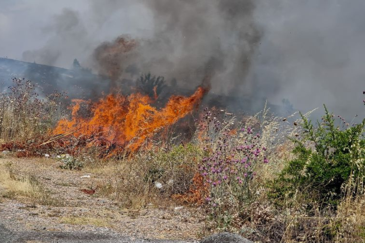 Ρόδος: Σε εξέλιξη φωτιά σε δύσβατο σημείο