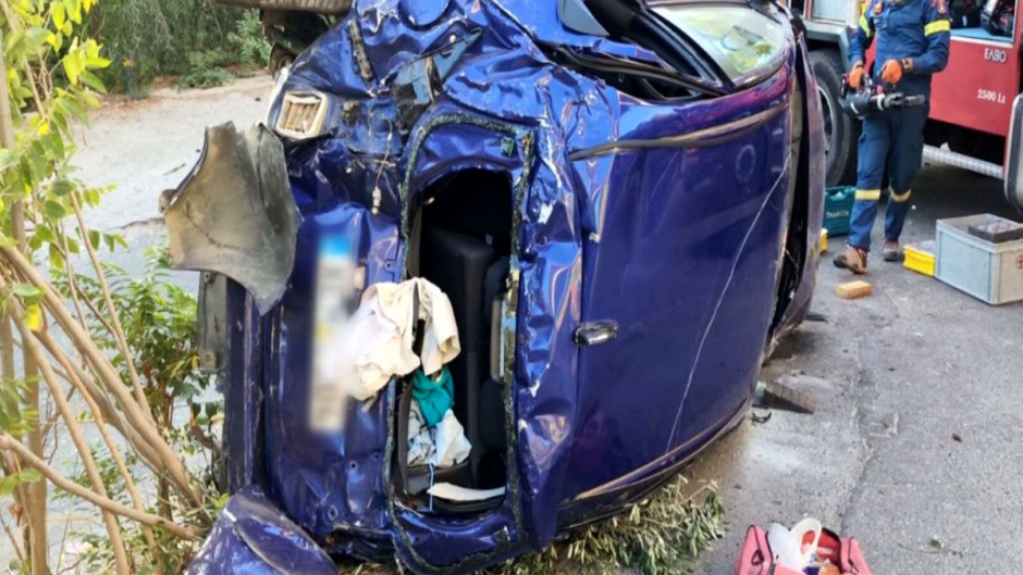 Ηράκλειο: Αυτοκίνητο έπεσε από γέφυρα