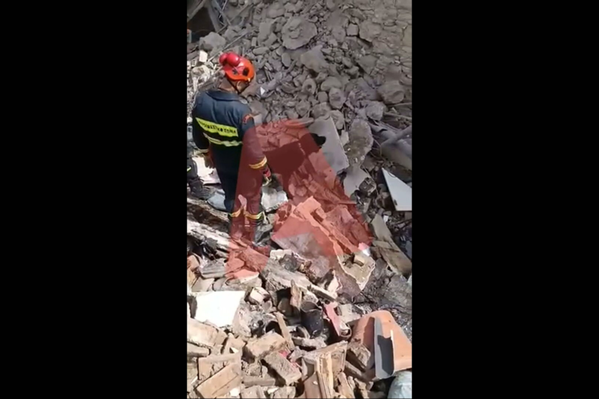 Πλάκα: Σκύλος της ΕΜΑΚ ψάχνει στα συντρίμμια
