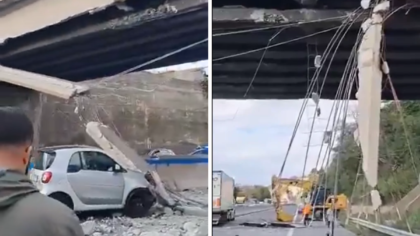 Ιταλία: Αποκολλήθηκε τμήμα γέφυρας και έπεσε πάνω σε αμάξι