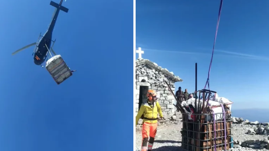 Με ελικόπτερο απομακρύνθηκαν 10 σακούλες σκουπίδια από την κορυφή του Ταϋγέτου στα 2.407 μέτρα