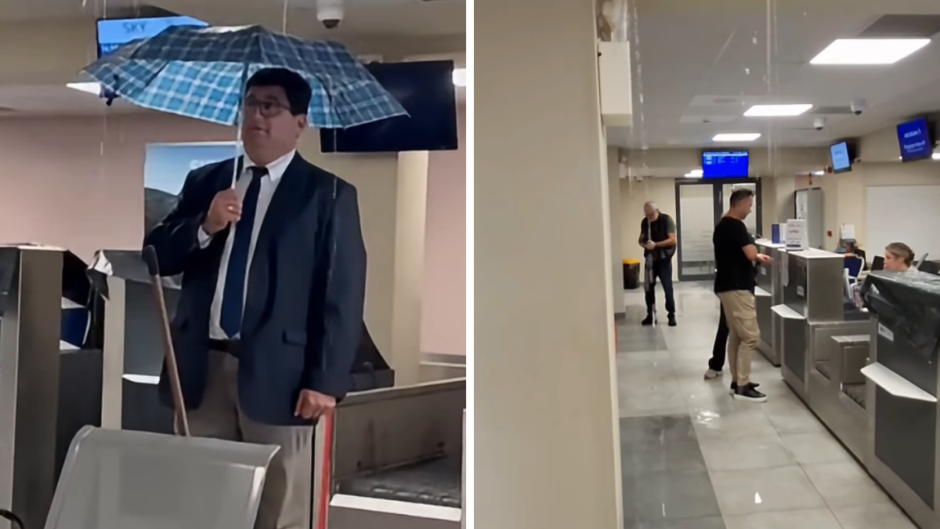 Χίος: Στο αεροδρόμιο χρειάζεσαι ομπρέλα… ακόμα και μέσα στο κτίριο