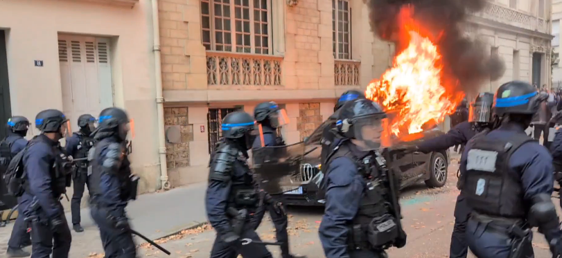 Σοβαρά επεισόδια στην Γαλλία.Φωτιές και δακρυγόνα